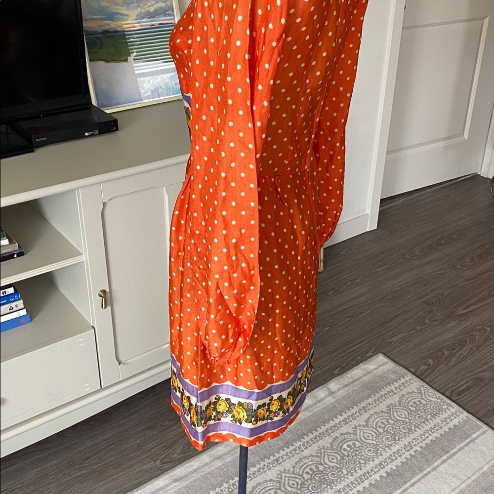 Vintage 1960s Orange Silk Mini Dress - Picture 6 of 15